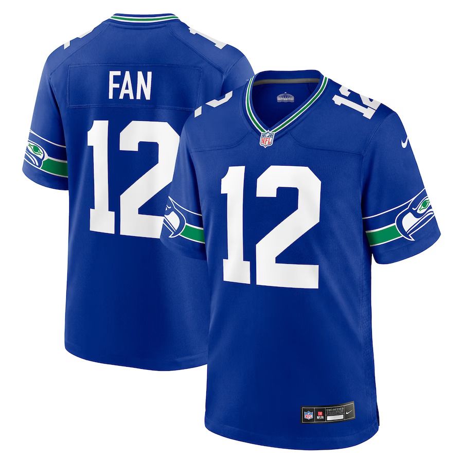 Men Seattle Seahawks 12 12th Fan Nike Royal Throwback Player Game NFL Jersey